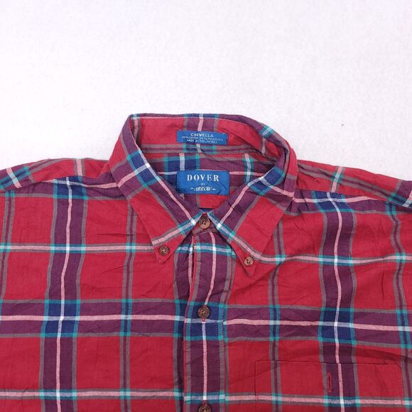 Arrow Tartan Flannel Casual Button Up Shirt Mens Size Large L Red Purple - Picture 1 of 10